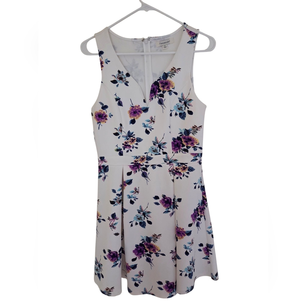 Floral Sleeveless Dress - White and Purple